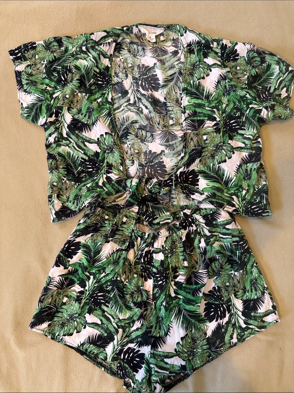 Tropical Leaf Print Women’s Top & Short set